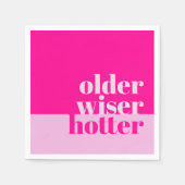 年配、ワイザー、ホッタピンクミニマルクはっきりした誕生日 スタンダードカクテルナプキン (正面)