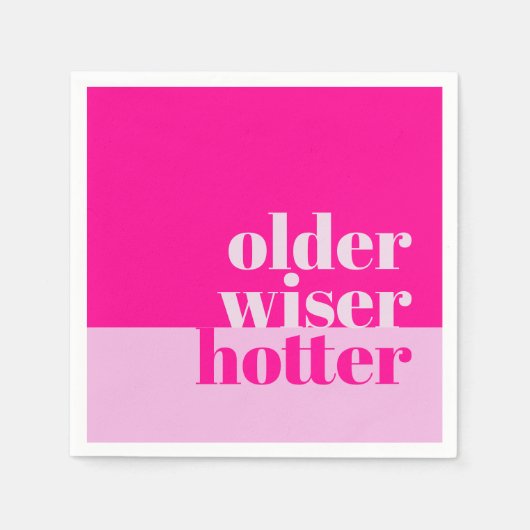 年配、ワイザー、ホッタピンクミニマルクはっきりした誕生日 スタンダードカクテルナプキン (正面)