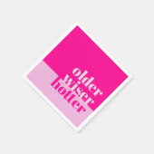 年配、ワイザー、ホッタピンクミニマルクはっきりした誕生日 スタンダードカクテルナプキン (角)