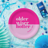 年配、ワイザー、ホッタピンクミニマルクはっきりした誕生日 ペーパープレート (パーティー)