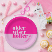 年配、ワイザー、ホッタピンクミニマルクはっきりした誕生日 ペーパープレート (パーティー)