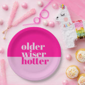 年配、ワイザー、ホッタピンクミニマルクはっきりした誕生日 ペーパープレート (パーティー)