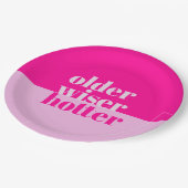 年配、ワイザー、ホッタピンクミニマルクはっきりした誕生日 ペーパープレート (アングル)