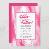 年配、ワイザー、ホッタホットピンク30歳の誕生日 招待状 (正面/裏面)