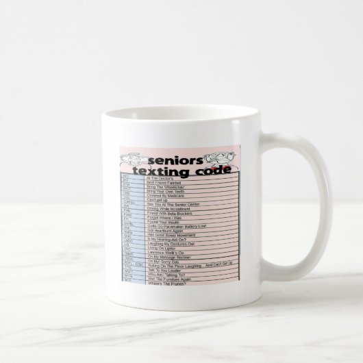 年長のメールや文字を打つコード コーヒーマグカップ (右)