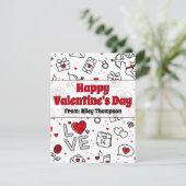 年長の子供向け教室のバレンタインデーのライン描画 シーズンカード (スタンド正面)