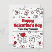 年長の子供向け教室のバレンタインデーのライン描画 シーズンカード (正面)