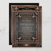 年長後輩プロムホワイトゴールドの幾何学的な皇帝 招待状 (正面/裏面)