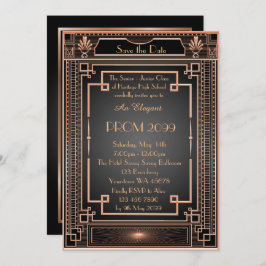 年長後輩プロムホワイトゴールドの幾何学的な皇帝 招待状