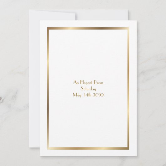 年長後輩プロムホワイトゴールドの幾何学的な皇帝 招待状 (裏面)