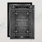 年長後輩プロムホワイトゴールドの幾何学的な皇帝 招待状 (正面/裏面)