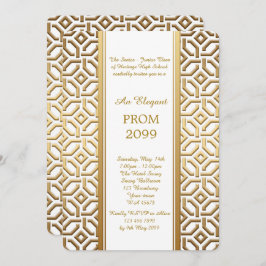 年長後輩プロム幾何学的なホワイトゴールド 招待状
