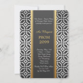 年長後輩プロム幾何学的な銀製の金ゴールド 招待状 (正面)