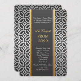 年長後輩プロム幾何学的な銀製の金ゴールド 招待状