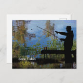 年長男性魚釣り退職葉書 ポストカード (正面/裏面)