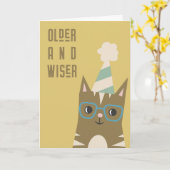 年長者と賢者 |猫アダおもしろいルト誕生日 カード (黄色い花)