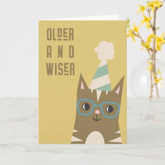 年長者と賢者 |猫アダおもしろいルト誕生日 カード (黄色い花)