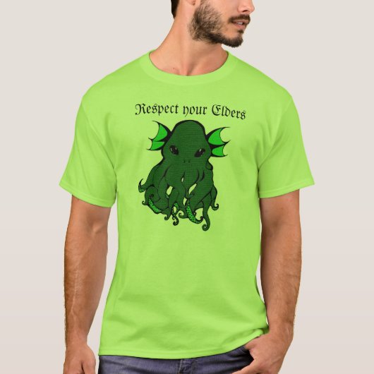 年長者のCthulhuのあなたのワイシャツを尊重して下さい Tシャツ (正面)