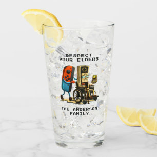年長者を敬え ゲームコントローラー レトロ 面白い タンブラーグラス