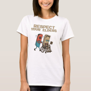 年長者を敬おう レトロゲーム 面白いゲーマーコントローラー Tシャツ