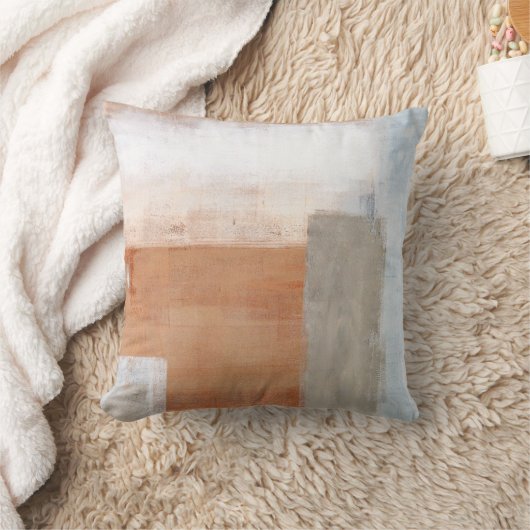 「年長」の灰色およびブラウンの抽象美術の枕 クッション (ブランケット)