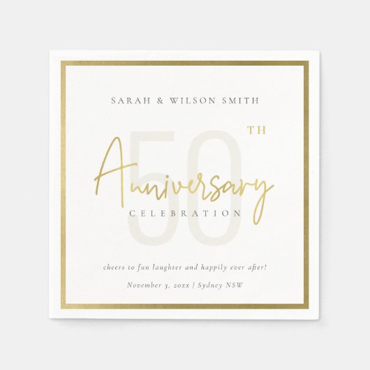 年間のエレガント金ゴールドタイポグラフィ スタンダードカクテルナプキン (正面)