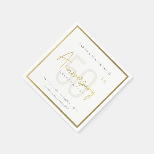 年間のエレガント金ゴールドタイポグラフィ スタンダードカクテルナプキン (角)