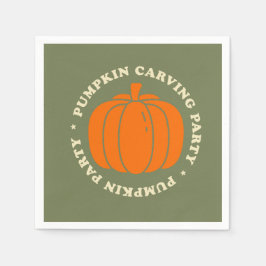 年間のカボチャの彫刻おもしろいの準備 スタンダードカクテルナプキン