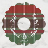 年間のクリスマスパーティーのプレイド ワイングラスタグ (正面)