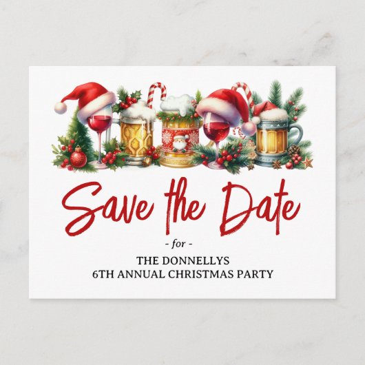 年間のクリスマスパーティーの保存日 案内ポストカード (正面)