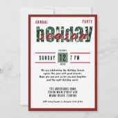 年間のクリスマスパーティータイポグラフィ 招待状 (正面)