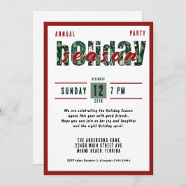 年間のクリスマスパーティータイポグラフィ 招待状