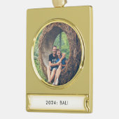 年間の旅行フォト ゴールドプレートバナーオーナメント (左)