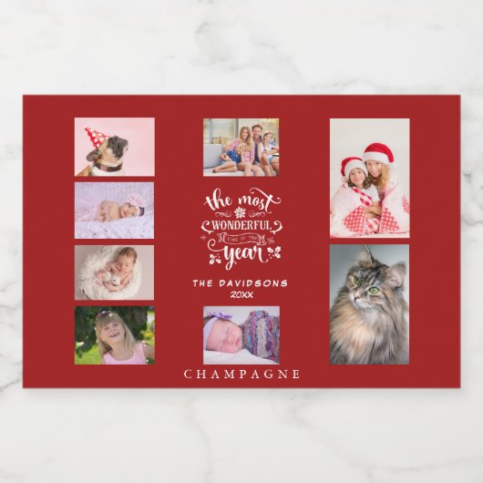 年間の最も素晴らしい時間のスクリプト写真 スパークリングワインラベル (シングルラベル)