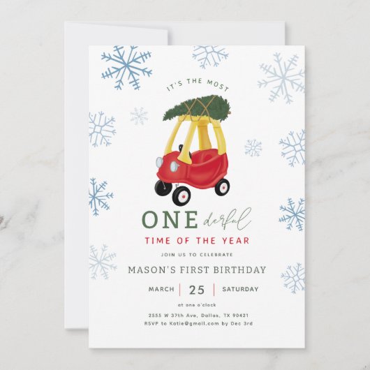 年間の最も100ドルの時間の車の最初の誕生日 招待状 (正面)