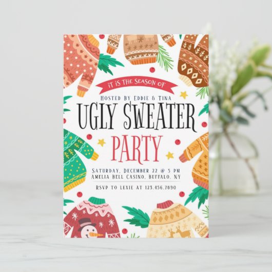 年間の醜いセーターのクリスマスパーティー 招待状 (スタンド正面)
