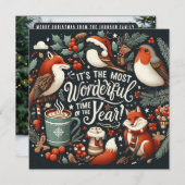 年間の魔法の時間ファンタジー – クリスマスキツネ シーズンカード (正面/裏面)