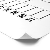 年間カレンダー - 白黒目標プランナー ポスター (角)