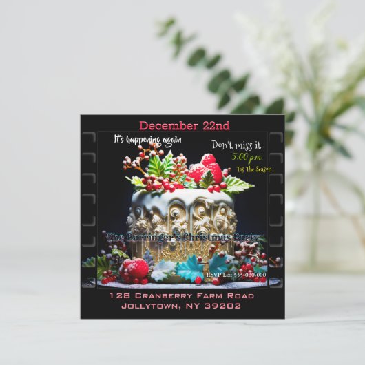 年間クリスマスデザートおもしろいパーティー 招待状 (スタンド正面)