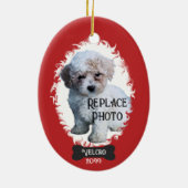 年間クリスマスペットのアップロードポートレート写真写真 セラミックオーナメント (裏面)
