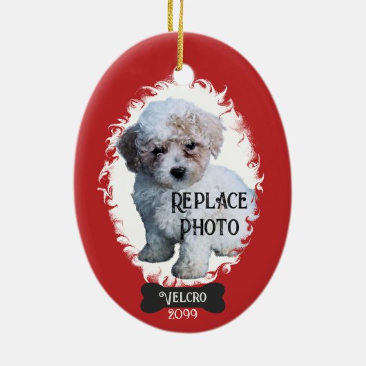 年間クリスマスペットのアップロードポートレート写真写真 セラミックオーナメント (裏面)