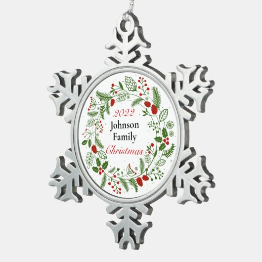 年間スノーフレーク額縁オーナメント スノーフレークピューターオーナメント (右)