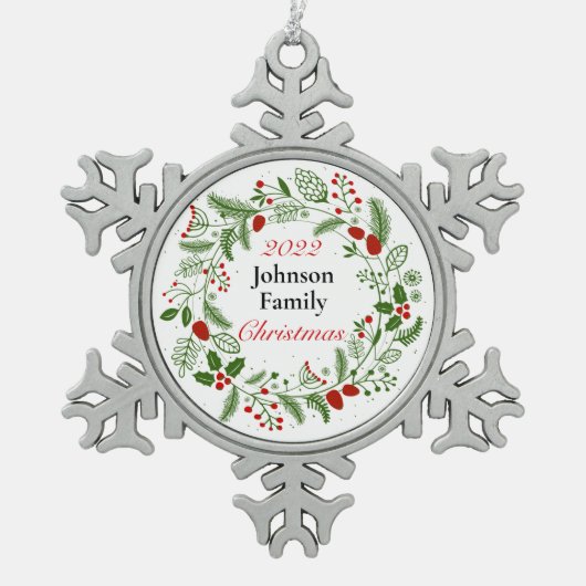 年間スノーフレーク額縁オーナメント スノーフレークピューターオーナメント (正面)