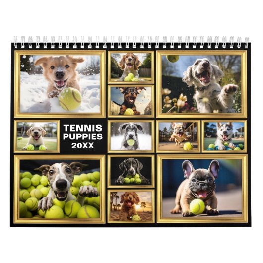 年間🎾テニスと🐕子犬カレンダー カレンダー (カバー)