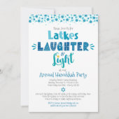 年間ハヌカーパーティーおもしろいLatkes笑い灯 招待状 (正面)