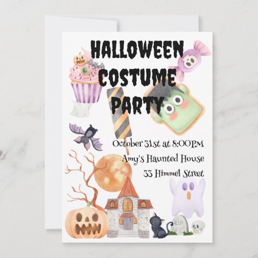 年間ハロウィーンの衣装パーティー 招待状 (正面)