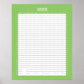 年間ビューカレンダー - ライムホワイト目標プランナー ポスター (正面)