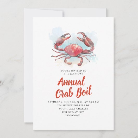 年間ファミリーカニ夏のシーフードパーティー 招待状 (正面)