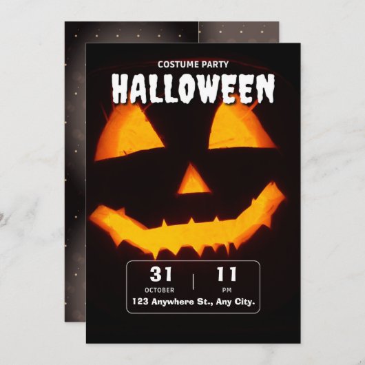 年間ファミリーカボチャパーティーハロウィーン 招待状 (正面/裏面)