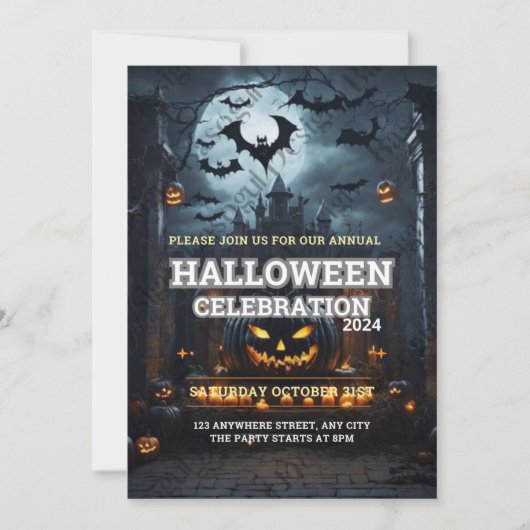 年間ファミリーパンプキンカービングパーティーハロウィーンインビ 招待状 (正面)
